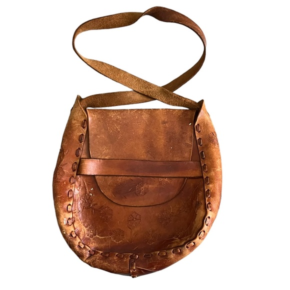 Vintage Bags Vintage 97s Tooled Leather Saddle Bag Shoulder Bag Worn Poshmark